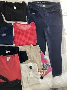 Womens XL Clothes Lot New NWT EUC Tops Jeans Loft Bryant Lands End Pendleton - Picture 1 of 23