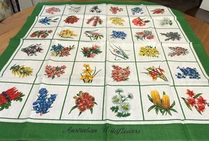 Australian Wildflowers Linen Tablecloth and Tea Towel - Picture 1 of 5