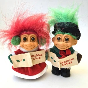 Vintage 1990er RUSS 2er Set Christmas Caroler Holiday TROLL Puppen - Bild 1 von 7