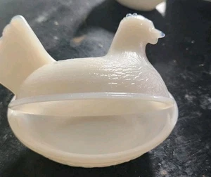Hen on Nest Covered Dish White Milk Glass Translucent. 3” x 3” - Picture 1 of 12