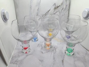 Vintage Bubble Stem Cocktail Claret Wine Glasses 5 3/4” H ~ Set of 5 - Picture 1 of 24