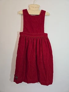 Ralph Lauren Girls Red Corduroy Scottie Dog Jumper Dress Size 6 - Picture 1 of 7