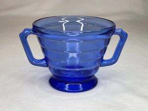 Vintage Depression Glas HAZEL ATLAS Moderntone Kobaltblau Offen Zuckerdose - Bild 1 von 12