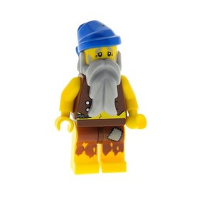 1x Lego Minifigure Pirate Shipwrecked Vest Anchor Beard Grey Cloth 6241 pi100