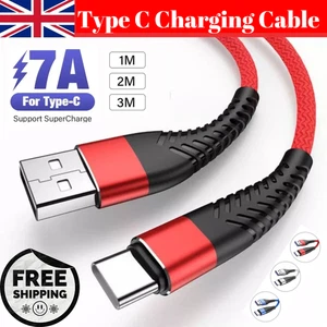 USB A to Type C Cable 3A Fast Charger Braided 1M 2M for Android Samsung Lead - Picture 1 of 21