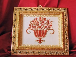 Vintage coral picture, natural red coral, 2d floral coral sculpture - Picture 1 of 3