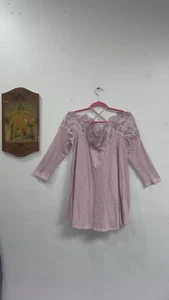 Anthropologie Meadow Rue Women's Size XL Pink Floral Lace Cold-Shoulder Blouse - Picture 1 of 10