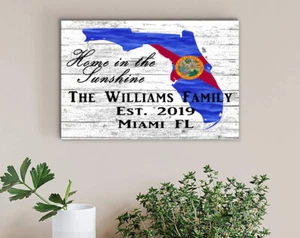 Personalized Florida Home State Sign Rustic Customized Florida Home Decor - Picture 1 of 4