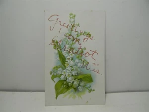 Postal brillante en relieve vintage de saludos de Gratiot Wisconsin Tuck - P34 - Imagen 1 de 6