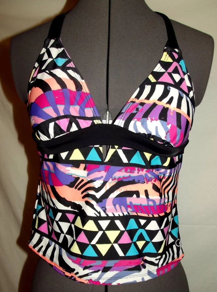 Mujer Junior Traje De Baño Tankini Top Pequeño 3 - 5 NEGRO ROSA GEOMÉTRICO M43 Foto 1 de 2