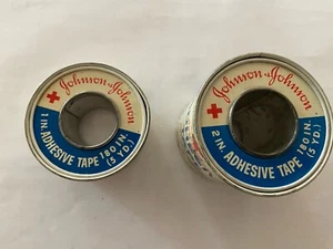 Vintage ROTES KREUZ Klebeband wasserdicht DOSE 1" und 2" von Johnson & Johnson  - Bild 1 von 3