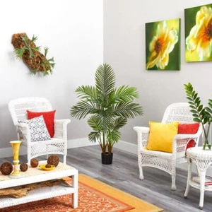 Nearly Natural Artificial Areca Palm Tree 16"x54" w/Black Plastic Pot Decorative - Picture 1 of 4