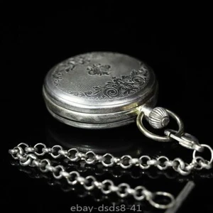 Mechanische Uhr Horologe Silber Arabesquitic Double Open Taschenuhr - Bild 1 von 11