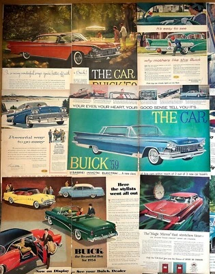 52 BUICK and LaSALLE OLDSMOBILE automobile ads  from the 1950s and 1960s - Image 1 of 4