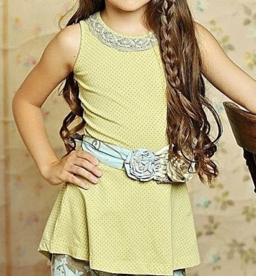 PASTEL MOSTAZA NUEVO CON ETIQUETAS Niñas Tallas 6 y 6x James Peplum Top Camisa en Verde Guisante Dulce Foto 1 de 2