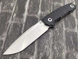 SixLeaf SL-65-BL 9Cr14Mov G10 Leather Cover Big Fixed Knife Fire Starter Striker - Picture 1 of 11