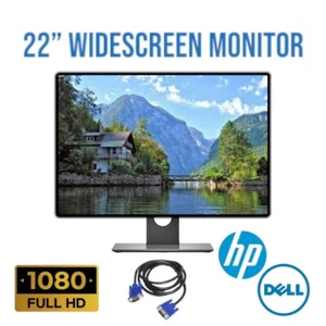 22" HP Dell FHD LCD Gaming Office Media LCD Widescreen Monitor with Cable Stand - Picture 1 of 6
