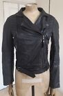 Warehouse Real Leather Fitted Black Leather Biker Jacket Size 6 pit to pit 18 in