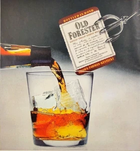1955 Old Forester Whiskey Tumbler Lowball Brown Forman Distillers KY Print Ad - Picture 1 of 7