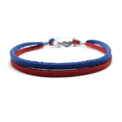 Bracciale Bologna Cagliari Genoa calcio corda Rosso Blu Acciaio inox Uomo Donna - Immagine 1 di 3