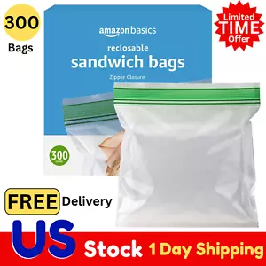 Reusable Double Zipper Sandwich Storage Bags, 100/300 Ct Ziploc Food Snack Bags - Picture 1 of 12