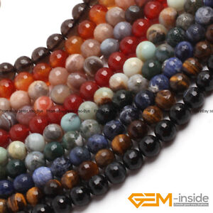 Wholesale Lot Natural Assorted Stones Faceted Round Loose Spacer Beads 15"Strand