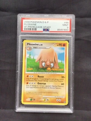 Pokemon Cards: Stormfront Prerelease Staff Promo: Piloswine 46/100 PSA 9 - Image 1 of 4