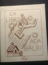 Gagliardo. ex libris zincografia 1942 di Alberto Helios GAGLIARDO per Ada Balbi