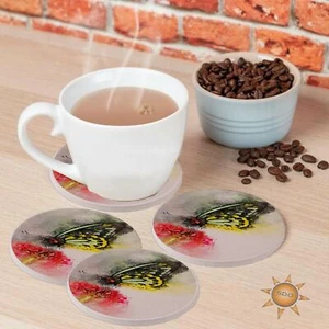 Watercolor Butterfly Drink Coaster Gift Set Natural Sandstone - Picture 1 of 2