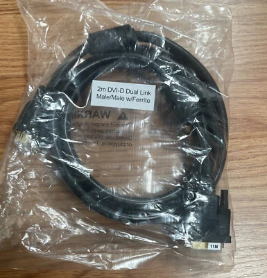 DVI-D Dual Link Cable, Male-Male, 2m (6’ 6”), with ferrite New In Package - Image 1 of 4