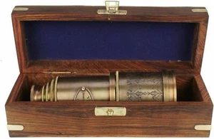 MESSING ANTIK VINTAGE 18" VIKTORIANISCHES MARINE TELESKOP Holzkiste SPYGLAS NEU GESCHENK - Bild 1 von 10