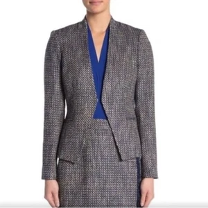 Calvin Klein Grey/Blue Tweed Cropped Blazer/Jacket Women's Petite Size 6P - Picture 1 of 13