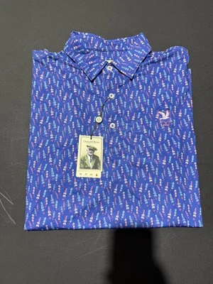 NUEVO CON ETIQUETAS POLO HOMBRE DONALD ROSS ESTAMPADO LAVANDA, TALLA: S, COLOR: AZUL/ROSA (M9.10) Foto 1 de 3