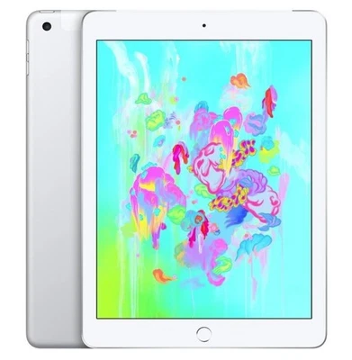 Apple iPad 6th Gen Silver 9.7" 32GB 128GB 2GB Ram Unlocked 4G iPadOS Tablet - Image 1 of 4