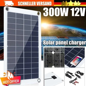300W 12V Solarpanel Solarmodul 40A Ladegerät USB Kit Für Wohnwagen Camping Boot - Bild 1 von 15