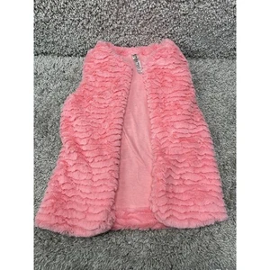 Gilet Beautees bambina pelliccia sintetica rosa vibrante aperto davanti taglia small morbido caldo - Foto 1 di 10