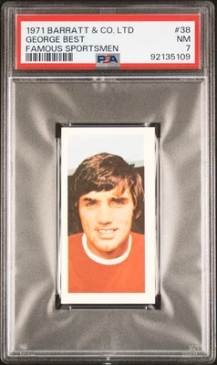 George Best 1971 Barratt & Co. Ltd Famous Sportsmen #38 PSA 7 LOW POP Foto 1 de 2