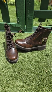 Dark Brown Naturalizer Cabaret Lug Combat Moto Zip Up Boot Size 8.5 - Picture 1 of 10