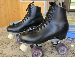 Dominion Canada Black  Boot ROLLER SKATES Women’s SZ 8/Purple American R. Wheels - Picture 1 of 12