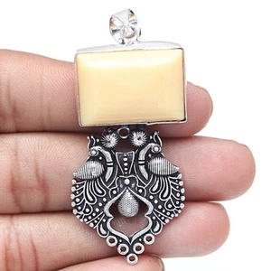 Pendant Orange Agate Gemstone Handmade Gift For Her Silver Jewelry 2.5" - Picture 1 of 7