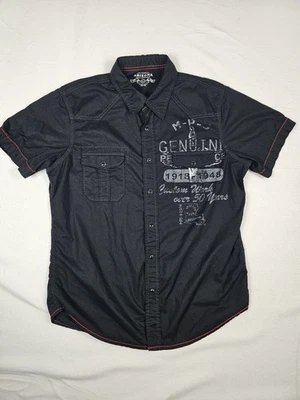 Camisa a Presión Arizona Jeans Perla Para Hombre Grande Tienda de Automóviles Gráfico Bujía Y2k Foto 1 de 4