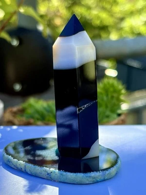 Sardonyx Achat Obelisk | Heilstein | Mineral | Chakra | Energie | 65 mm - Bild 1 von 4