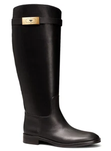 Tory Burch Hardware Reitstiefel Leder schwarz Größe 8,5 M - Bild 1 von 3
