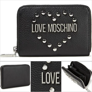LOVE MOSCHINO Women's Wallet Clutch Logo-Appliquéd Studded Leather Black NWT Box - Picture 1 of 6