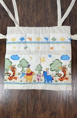 Winnie The Poo Baby Crib Organizer Colorful Pockets Catching Butterflies - Image 1 of 4