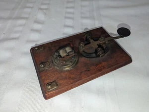 Antique Telegraph Key w/ 8"x5" Wooden Base - Picture 1 of 5