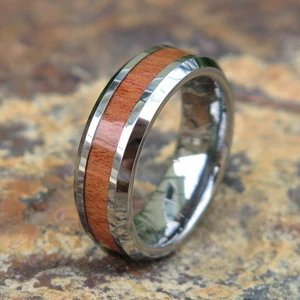 Hawaiian Hawaii Jewelry Wood Tungsten Wedding Ring Band 7mm #CRD-1003-07 - Picture 1 of 4