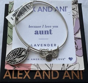 Alex and Ani 'Because I Love You, Aunt II' Lavender Charm Bangle - Picture 1 of 6