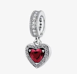💖 Charm HERZ Anhänger ROT 925 Silber für Pandora Armband oder Halskette 💖 - Bild 1 von 2