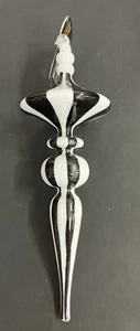 Robert Stanley 11" Blown Glass Christmas Ornament Black & White Finial New - Picture 1 of 10